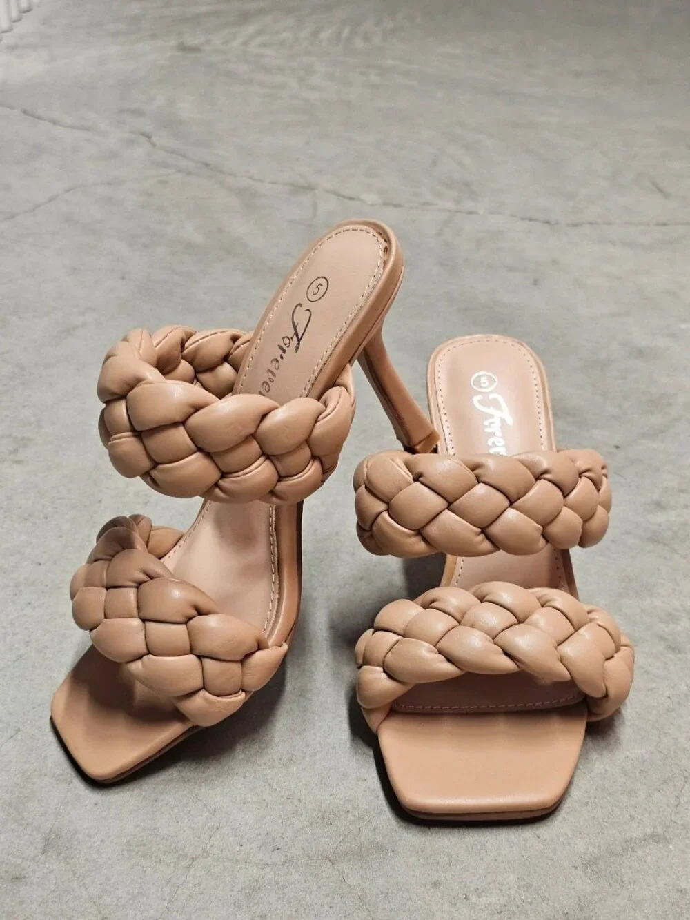 Braided Faux Leather High Heel Sandals - Nude Beige Chic & Elegant Design For Wo